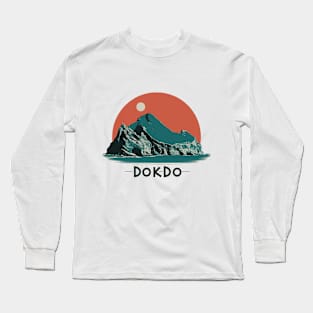 Dokdo Island Sunset Silhouette Tee – Korean Natural Landmark Long Sleeve T-Shirt